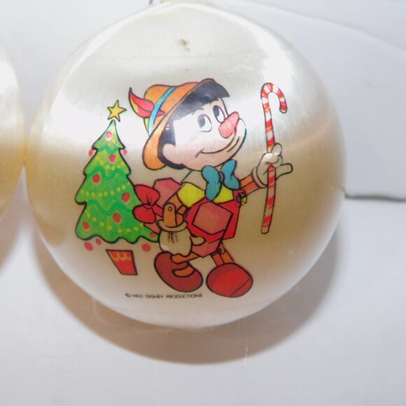 Set 3 Vintage Walt Disney Pinocchio Christmas Ornament Balls 2.5" - Picture 2 of 4